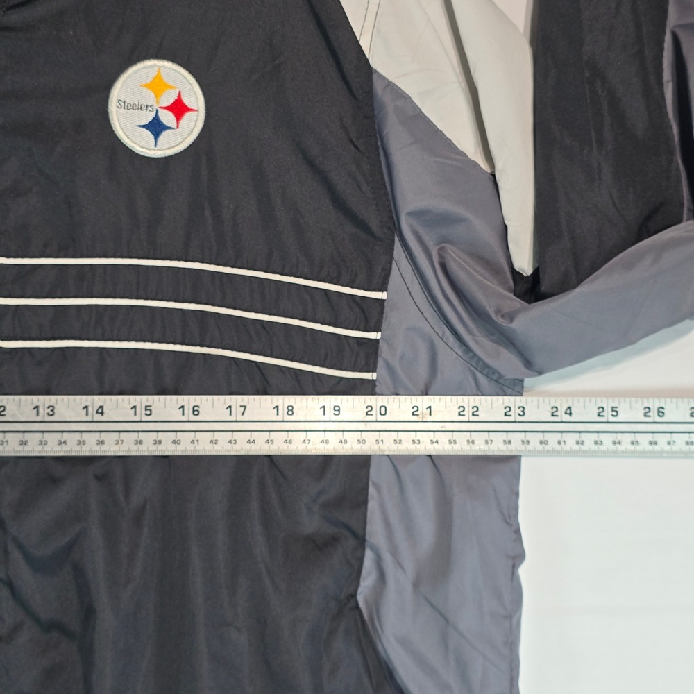 Reebok NFL Pittsburgh Steelers Windbreaker‎ Jacket Mens Large Black Full Zip SI - Picture 9 of 16
